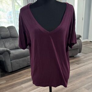 Elegant Women's V-Neck Short Sleeve Tee - Deep Purple